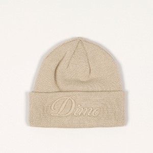 Dime Cursive Fold Beanie Tan